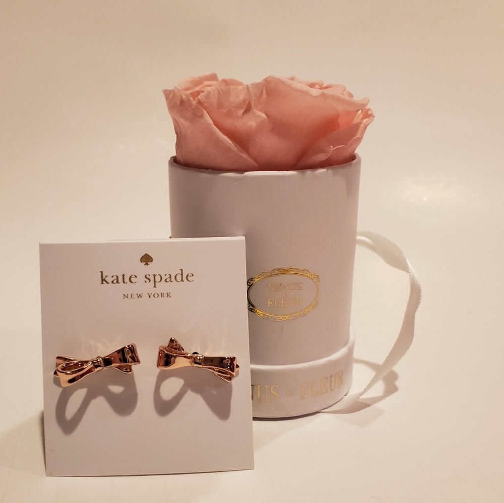 Kate spade Rose gold bow earings new